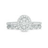 Thumbnail Image 5 of 1/2 CT. T.W. Composite Oval Diamond Double Frame Bridal Set in 10K White Gold