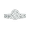 Thumbnail Image 6 of 1/2 CT. T.W. Composite Oval Diamond Double Frame Bridal Set in 10K White Gold