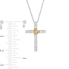 Thumbnail Image 1 of 1/4 CT. T.W. Diamond Tilted Heart on Cross Pendant in 10K Two-Tone Gold