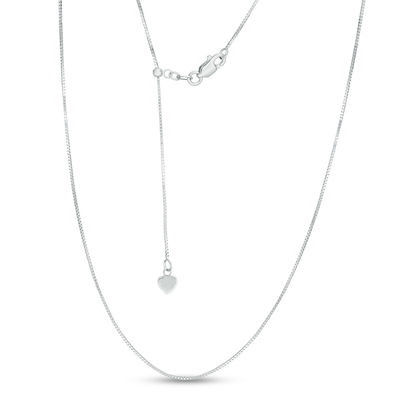 Adjustable 050 Gauge Box Chain Necklace in 14K White Gold