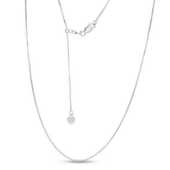 Length 14 kt White Gold Leslie's 14k White Gold Adjustable .7mm Baby Box Chain 22 in Length 14 kt White Gold Leslie's 14k White Gold Adjustable .7mm Baby Box Chain 22 in