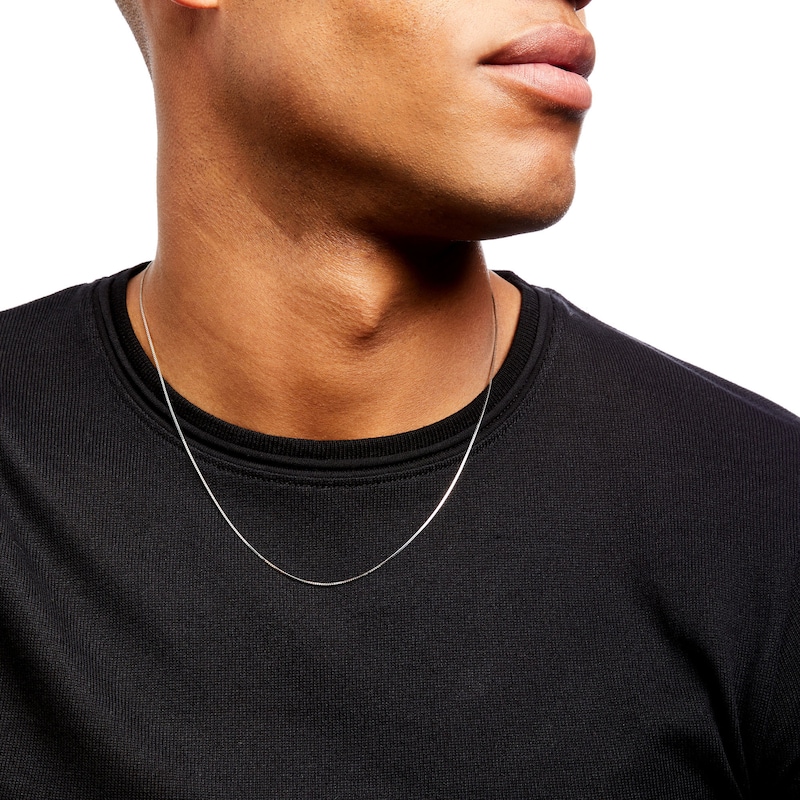 Main Image 2 of Adjustable 050 Gauge Box Chain Necklace in 14K White Gold - 22"