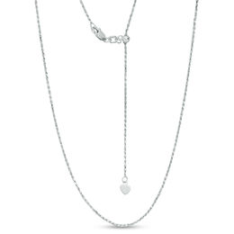 Adjustable 1.05mm Rope Chain Necklace in 14K White Gold - 22&quot;