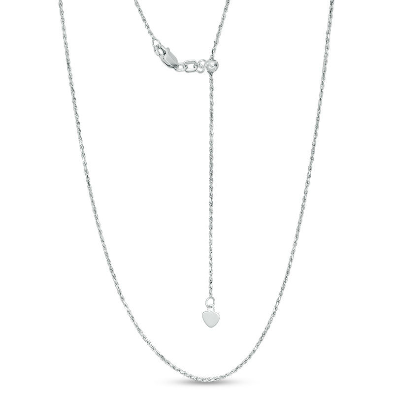 Adjustable 1.05mm Rope Chain Necklace in 14K White Gold - 22"