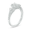 Thumbnail Image 2 of 1 CT. T.W. Certified Emerald-Cut Diamond Frame Past Present Future® Ornate Engagement Ring in 14K White Gold (I/I1)