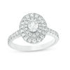Thumbnail Image 0 of 1 CT. T.W. Oval and Round Diamond Double Frame Engagement Ring in 14K White Gold