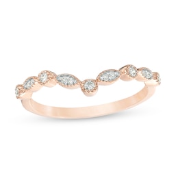 1/8 CT. T.W. Diamond Chevron Vintage-Style Band in 10K Rose Gold