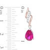 Thumbnail Image 1 of Pear-Shaped Lab-Created Ruby and White Sapphire Open Flame Drop Earrings in Sterling Silver with 14K Rose Gold