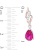 Thumbnail Image 2 of Pear-Shaped Lab-Created Ruby and White Sapphire Open Flame Drop Earrings in Sterling Silver with 14K Rose Gold