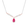 Thumbnail Image 1 of Pear-Shaped Lab-Created Ruby and White Sapphire Twisted Necklace in Sterling Silver and 14K Rose Gold Plate - 18.25"