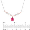 Thumbnail Image 1 of Pear-Shaped Lab-Created Ruby and White Sapphire Twisted Necklace in Sterling Silver and 14K Rose Gold Plate - 18.25"