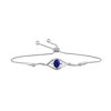 Thumbnail Image 2 of Oval Lab-Created Ceylon Blue and White Sapphire Pendant, Drop Earrings and Bolo Bracelet Set in Sterling Silver