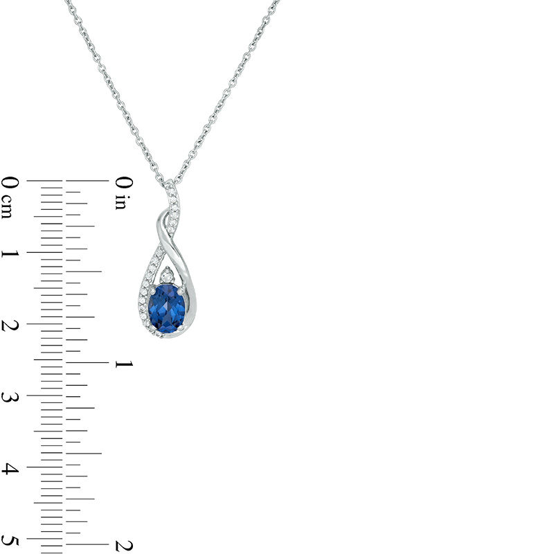 Main Image 2 of Oval Lab-Created Ceylon Blue and White Sapphire Pendant, Drop Earrings and Bolo Bracelet Set in Sterling Silver