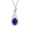 Thumbnail Image 3 of Oval Lab-Created Ceylon Blue and White Sapphire Pendant, Drop Earrings and Bolo Bracelet Set in Sterling Silver