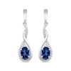 Thumbnail Image 4 of Oval Lab-Created Ceylon Blue and White Sapphire Pendant, Drop Earrings and Bolo Bracelet Set in Sterling Silver
