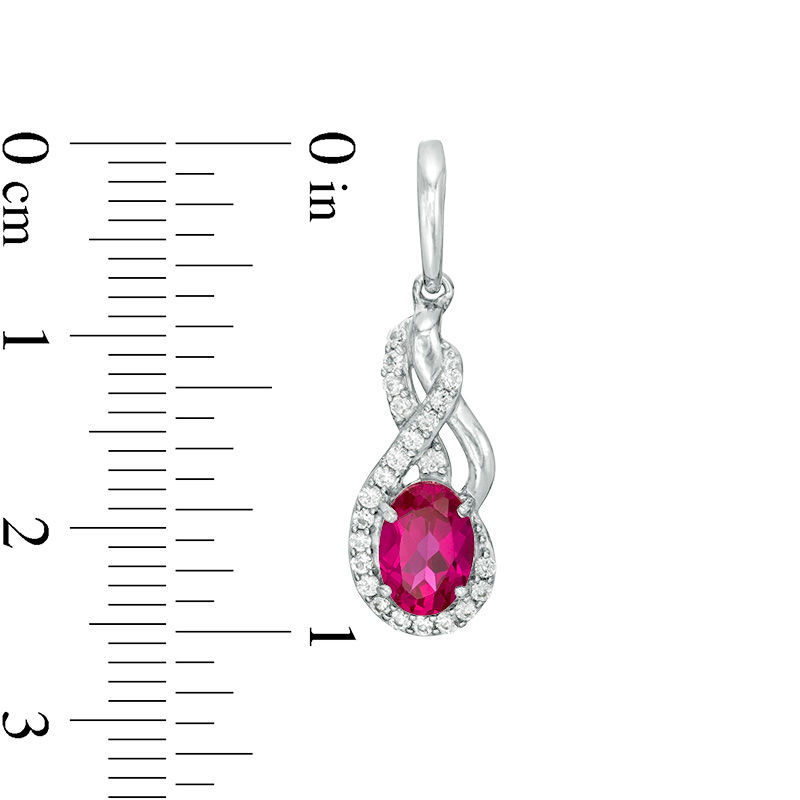 Main Image 2 of Oval Lab-Created Ruby and White Sapphire Frame Pendant, Bolo Bracelet and Drop Earrings Set in Sterling Silver - 9"