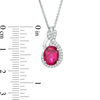 Thumbnail Image 3 of Oval Lab-Created Ruby and White Sapphire Frame Pendant, Bolo Bracelet and Drop Earrings Set in Sterling Silver - 9"