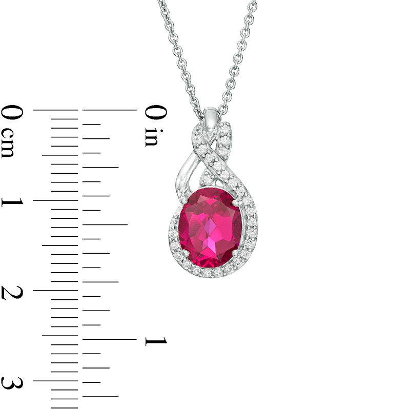 Main Image 3 of Oval Lab-Created Ruby and White Sapphire Frame Pendant, Bolo Bracelet and Drop Earrings Set in Sterling Silver - 9"