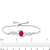 Thumbnail Image 4 of Oval Lab-Created Ruby and White Sapphire Frame Pendant, Bolo Bracelet and Drop Earrings Set in Sterling Silver - 9"