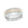 Thumbnail Image 1 of 8.0mm Yellow IP Center Satin Wedding Band in Tantalum