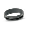 Thumbnail Image 1 of 6.0mm Satin Step Edge Wedding Band in Black IP Tantalum