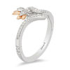 Thumbnail Image 2 of Enchanted Disney Jasmine 1/10 CT. T.W. Diamond Lotus Bypass Wrap Ring in Sterling Silver and 10K Rose Gold