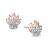 Thumbnail Image 0 of Enchanted Disney Jasmine 1/10 CT. T.W. Diamond Lotus Stud Earrings in Sterling Silver and 10K Rose Gold