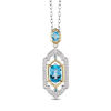 Thumbnail Image 0 of Enchanted Disney Jasmine Oval Swiss Blue Topaz and 1/5 CT. T.W. Diamond Pendant in Sterling Silver and 10K Gold - 19"