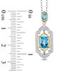 Thumbnail Image 2 of Enchanted Disney Jasmine Oval Swiss Blue Topaz and 1/5 CT. T.W. Diamond Pendant in Sterling Silver and 10K Gold - 19"