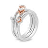 Thumbnail Image 2 of Enchanted Disney Mulan 1/10 CT. T.W. Diamond Flower Stackable Band Set in Sterling Silver and 10K Rose Gold