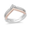 Thumbnail Image 0 of Enchanted Disney Aurora 1/10 CT. T.W. Diamond Crown Stacked Ring in Sterling Silver and 10K Rose Gold
