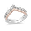 Thumbnail Image 1 of Enchanted Disney Aurora 1/10 CT. T.W. Diamond Crown Stacked Ring in Sterling Silver and 10K Rose Gold