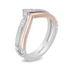 Thumbnail Image 1 of Enchanted Disney Aurora 1/10 CT. T.W. Diamond Crown Stacked Ring in Sterling Silver and 10K Rose Gold