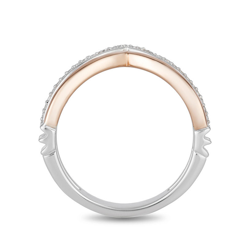 Main Image 3 of Enchanted Disney Aurora 1/10 CT. T.W. Diamond Crown Stacked Ring in Sterling Silver and 10K Rose Gold