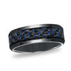 Thumbnail Image 1 of Triton 8.0mm Comfort-Fit Blue Carbon Fiber Wedding Band in Black Titanium