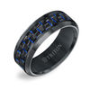 Thumbnail Image 1 of Triton Men's 8.0mm Comfort-Fit Blue Carbon Fiber Wedding Band in Black Titanium