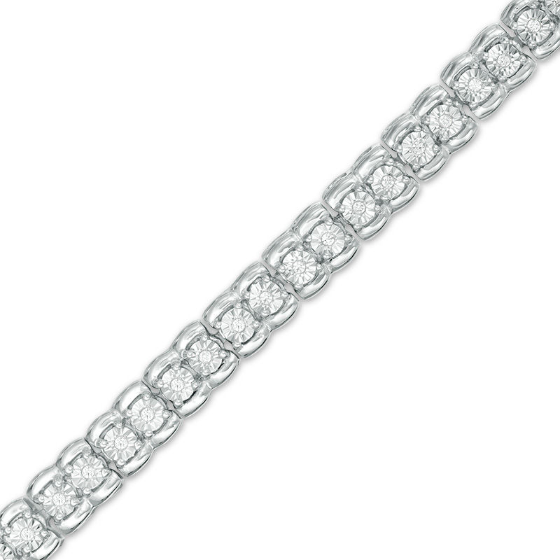 Main Image 1 of 1/4 CT. T.W. Diamond Tennis Bracelet in Sterling Silver - 7.25"