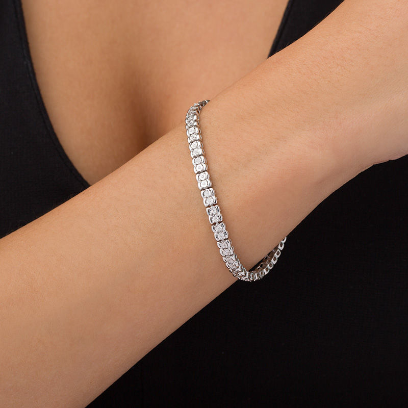 Main Image 2 of 1/4 CT. T.W. Diamond Tennis Bracelet in Sterling Silver - 7.25"