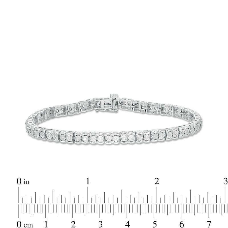Main Image 3 of 1/4 CT. T.W. Diamond Tennis Bracelet in Sterling Silver - 7.25"