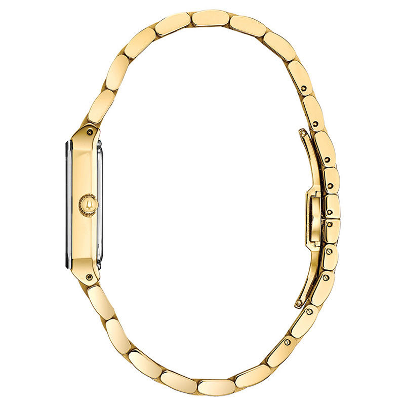 Main Image 2 of Ladies' Bulova Modern Diamond Accent Gold-Tone Watch with Rectangular Black Dial (Model: 97P135)