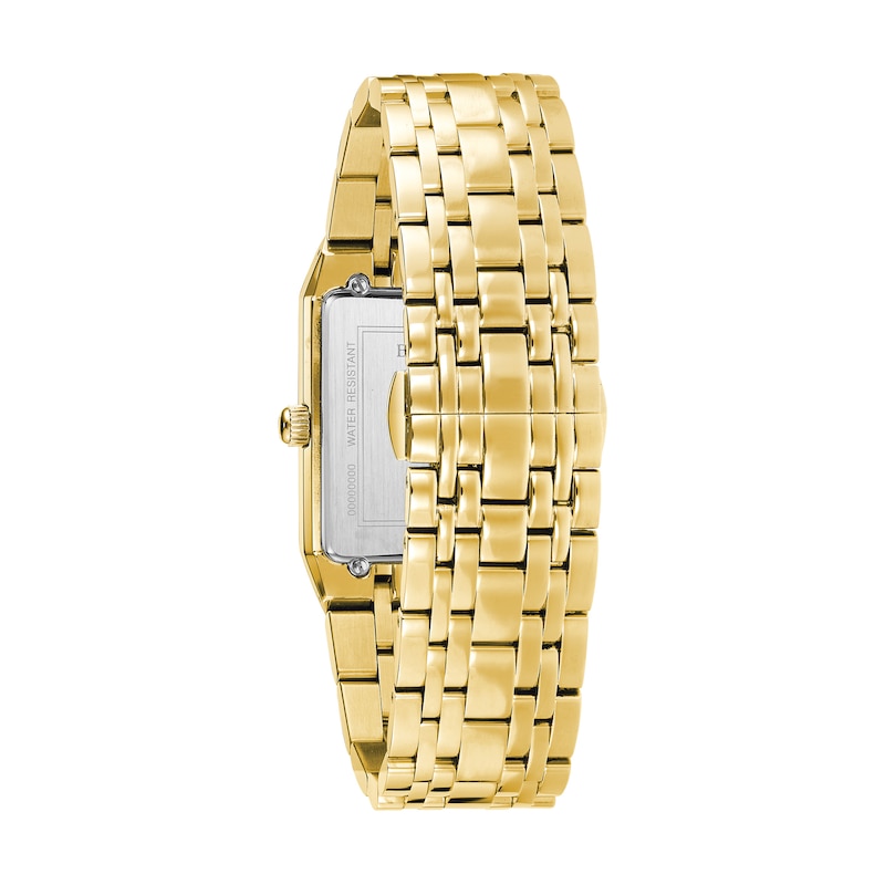 Main Image 3 of Men's Bulova Modern Diamond Accent Gold-Tone Watch with Rectangular Black Dial (Model: 97D118)