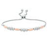 Thumbnail Image 1 of 1/20 CT. T.W. Diamond Three Stone and Bar Station Bolo Bracelet in Sterling Silver and 10K Rose Gold - 9.5"