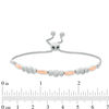 Thumbnail Image 3 of 1/20 CT. T.W. Diamond Three Stone and Bar Station Bolo Bracelet in Sterling Silver and 10K Rose Gold - 9.5"