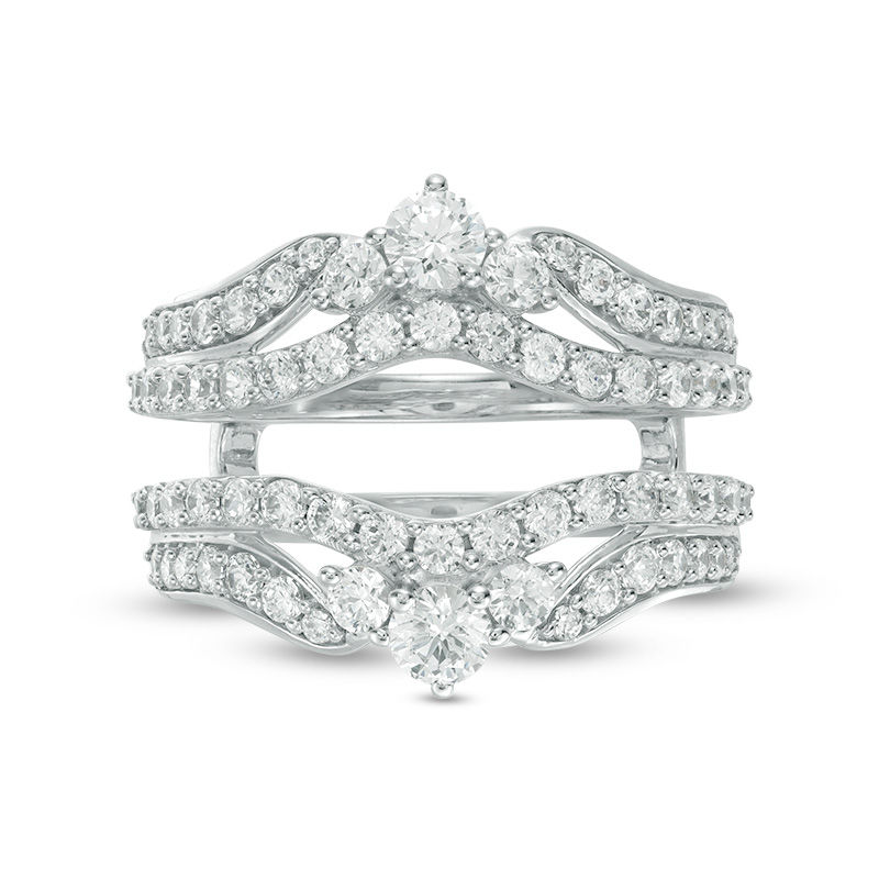 Main Image 6 of 1-1/2 CT. T.W. Diamond Multi-Row Tiara-Style Solitaire Enhancer in 14K White Gold