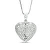 Thumbnail Image 0 of White Lab-Created Sapphire Angel Wings Heart Locket in Sterling Silver