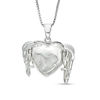 Thumbnail Image 2 of White Lab-Created Sapphire Angel Wings Heart Locket in Sterling Silver