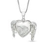 Thumbnail Image 3 of White Lab-Created Sapphire Angel Wings Heart Locket in Sterling Silver