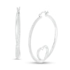 Thumbnail Image 0 of Lab-Created White Sapphire Loop Heart Hoop Earrings in Sterling Silver