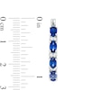 Thumbnail Image 1 of Oval Lab-Created Ceylon and White Sapphire Alternating Hoop Earrings in Sterling Silver