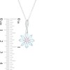 Thumbnail Image 2 of Multi-Shape Lab-Created Opal, Pink Sapphire and Diamond Accent Flower Drop Pendant in Sterling Silver